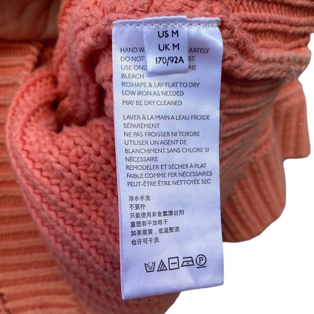 Anthropologie Maeve Women’s M MacKenzie Coral Chunky Knit Ribbed Sweater - Picture 10 of 11